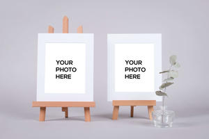 Matted Prints mockups on Tabletop Display Easel Stands (NEW)