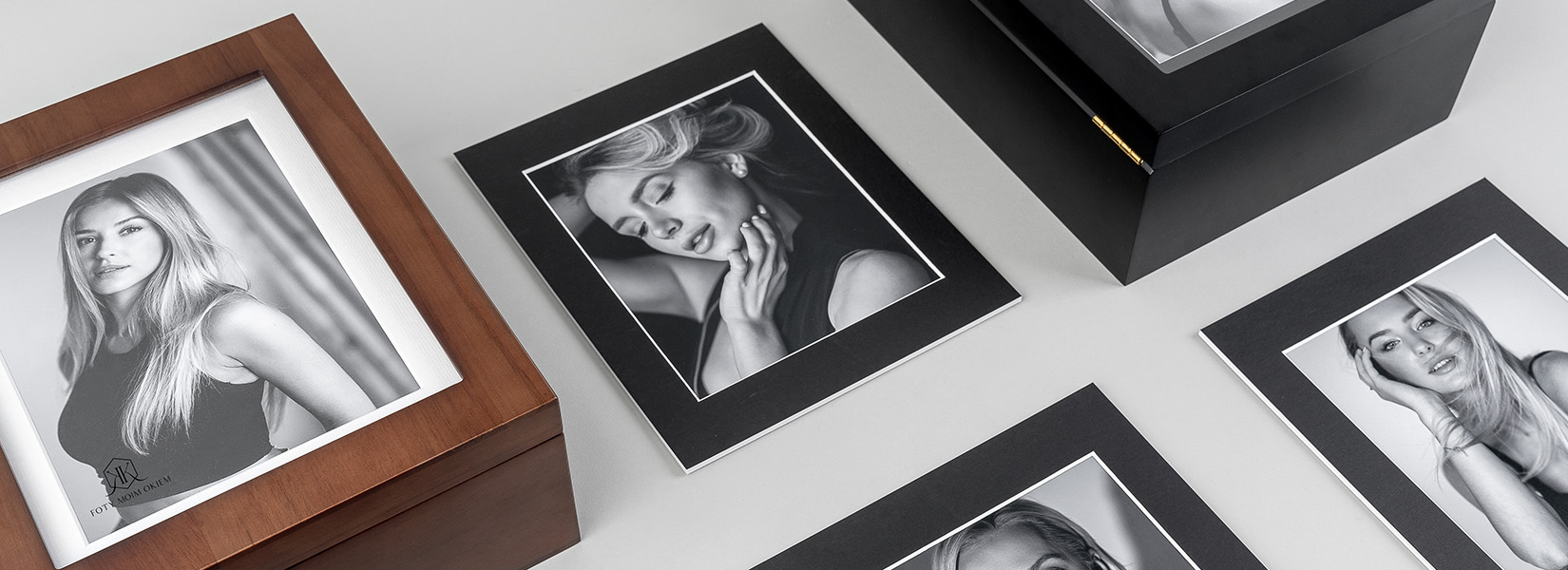 Holzbox für Fotoabzüge, Fotokarten, Fotos in Passepartouts