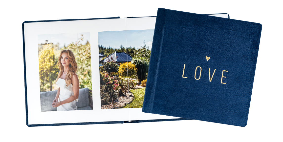 Fotoalbum PRO z kolekcji ślubnej Pure Love - złocenie Symbol miłości i w oprawie V24 od nPhoto