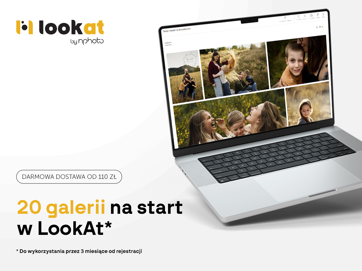 20 galerii na start dla nowych kont w LookAt - darmowa wysyłka odbitek od 110 zł