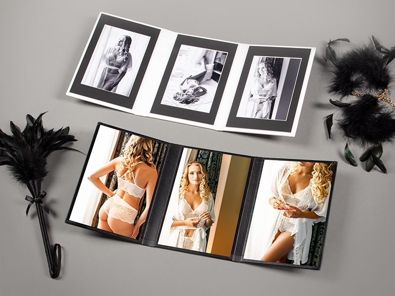 trifold triplex professional print product for boudoir photographers printing lab nphoto in leatherette