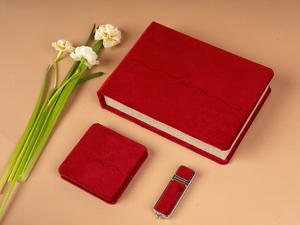 Pendrive and Accordion Mini Book Box in Crimson Red Velvet (V20)