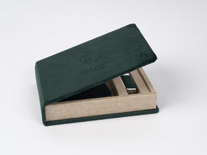 Pendrive and Accordion Mini Book Box in Emerald Green Velvet (V7)