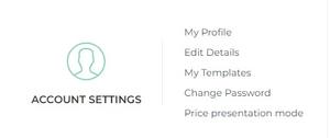 Presentation mode - account settings menu