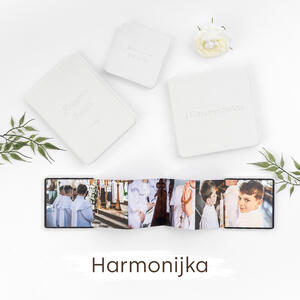 Biala Harmonijka w oprawie aksamitnej