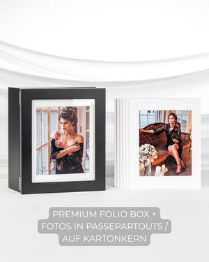 Premium Folio Box + Fotos in Passepartouts/auf Kartonkern