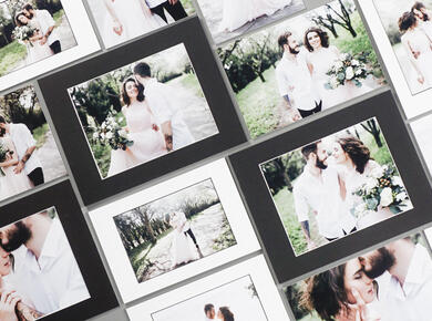 Abzüge matte auf Karton kaschiert Passepartouts matte Farben verschiedene Größen Produkt für Profi-Fotografen Hochzeit