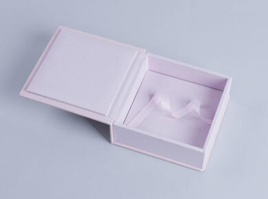 Box for photo album photo product no usb complete box lift ribbon baby pink presentation box personalisable