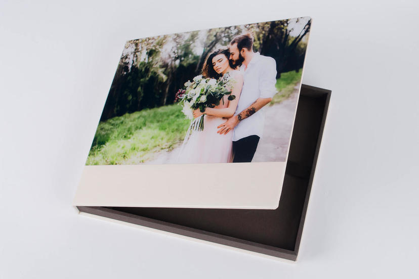 Personalisierte Fotoalbum Box mit USB-Stick Acryl Bildfenster für professionelle Fotografen nPhoto