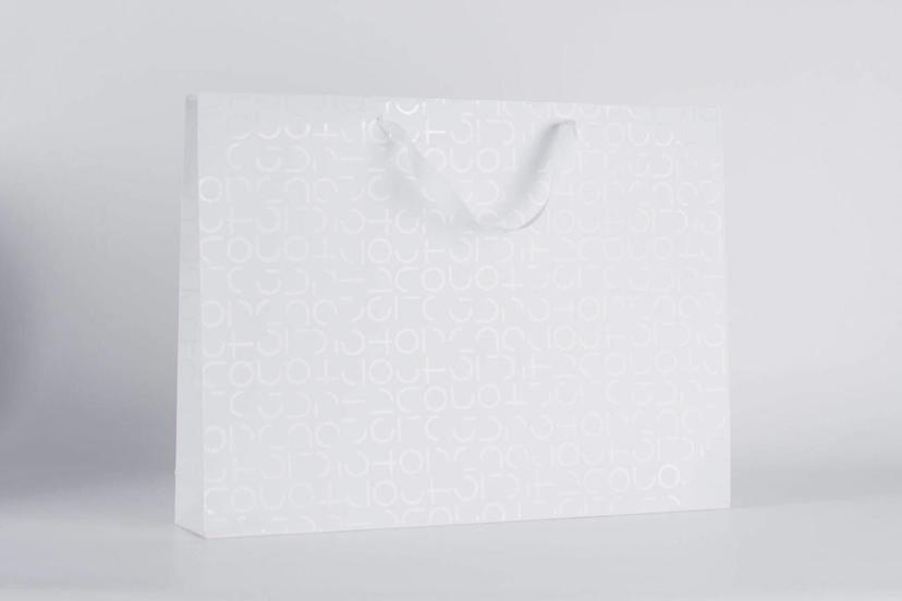 duża biała papierowa torba na produkty dla fotografa torba ze wstążka 
