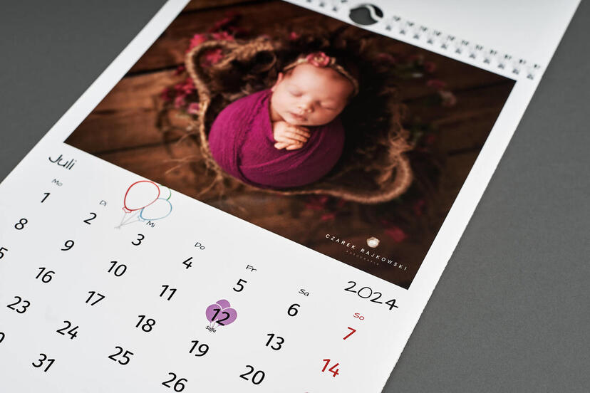 Photo Calendar Basic Newborn Photography close-up template