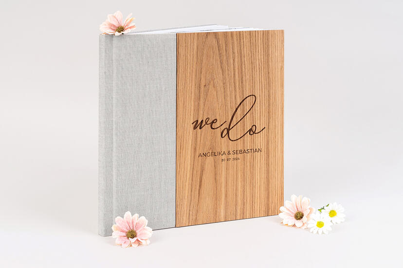 Grey Photo Album with wooden finish