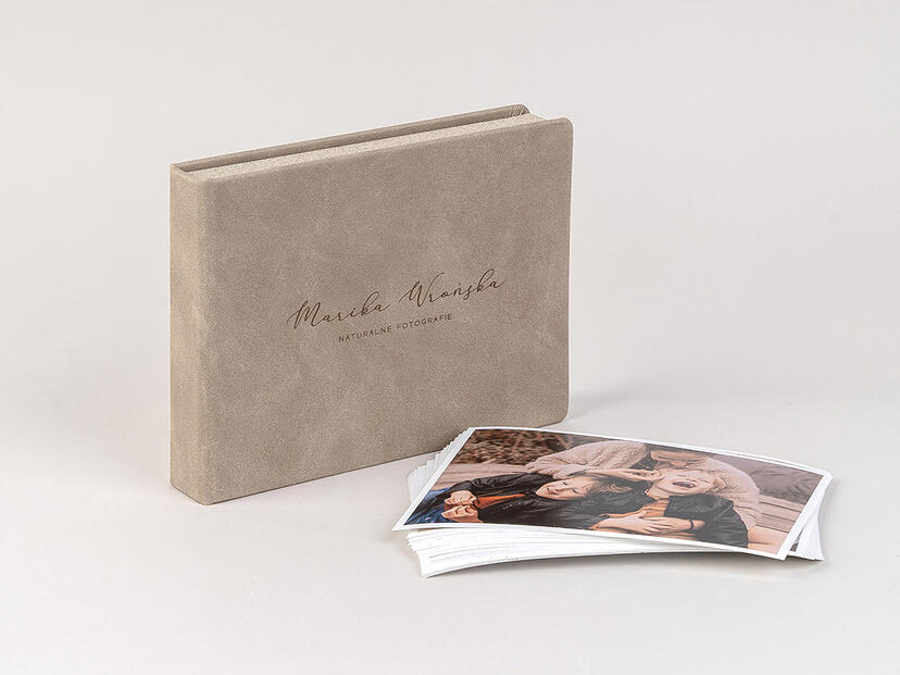 Coffret pour Tirages  Similicuir Nubuck Beige Foncé J59