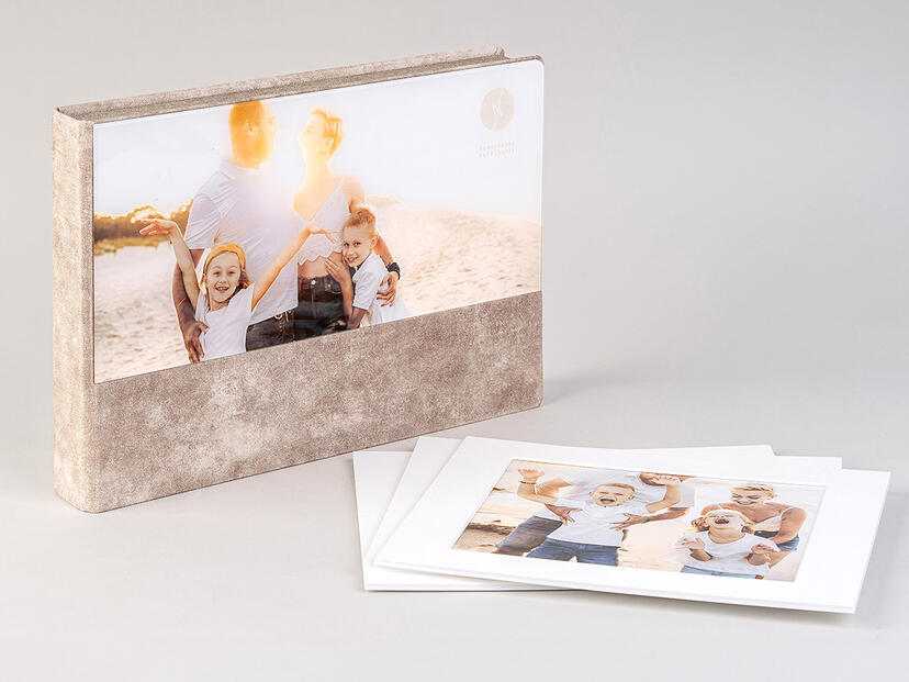 Coffret Folio Textile Velours Beige Foncé Marbré V29