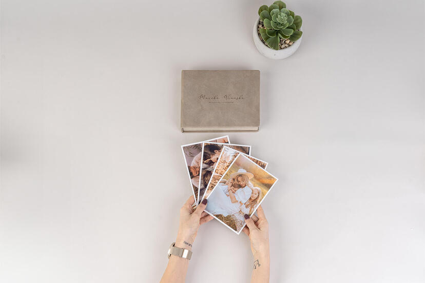 Coffret pour Tirages  Similicuir Nubuck Beige Foncé J59