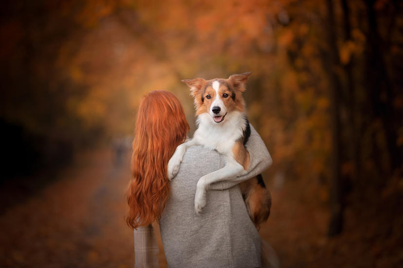 Ein Hund mit Besitzerin auf einem Foto von A. Zmysłowska
