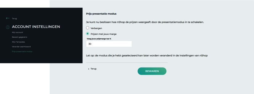 Presentation mode - margin percentage