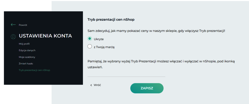 cena ukryta czy marza