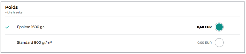 Options de grammage du papier dans le nShop