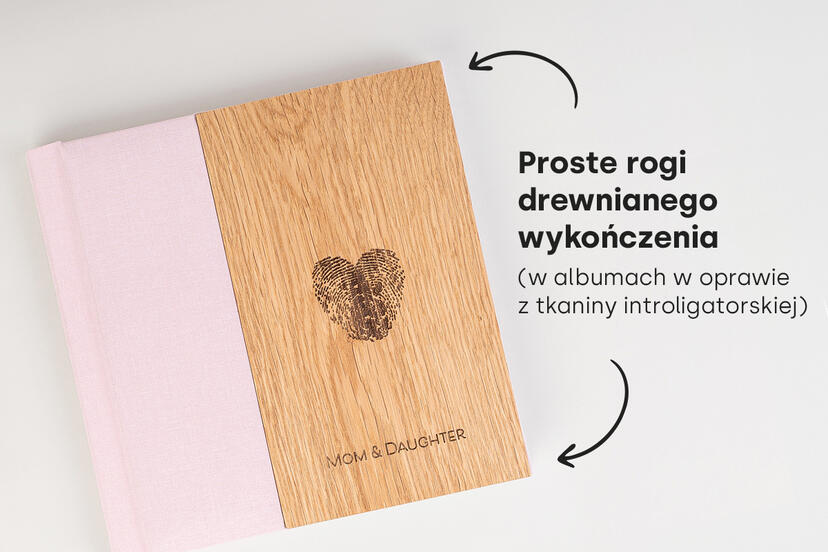 Fotoalbum z drewnianym wykonczeniem w tkaninie 