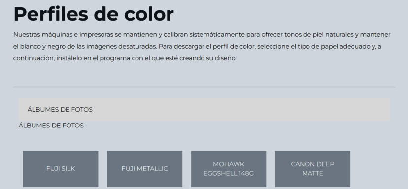 Área de Cliente -> Para descargar -> Perfiles de Color