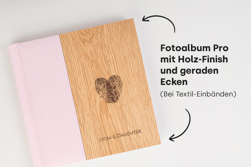 Fotoalbum mit Holz-Finish und geraden Ecken