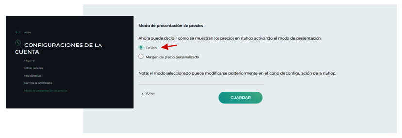 Modo presentación - modo oculto