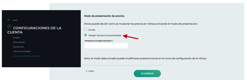 Modo presentación - modo con márgen personalizado