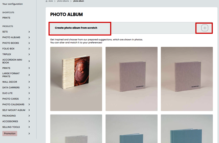 you can design your album from scratch