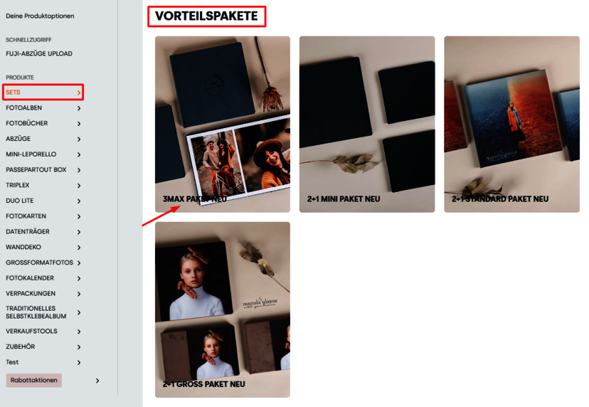 3MAX PAKET NEU, drei Fotoalben mit Ermäßigung