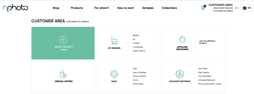 referral panel on the main customer area page