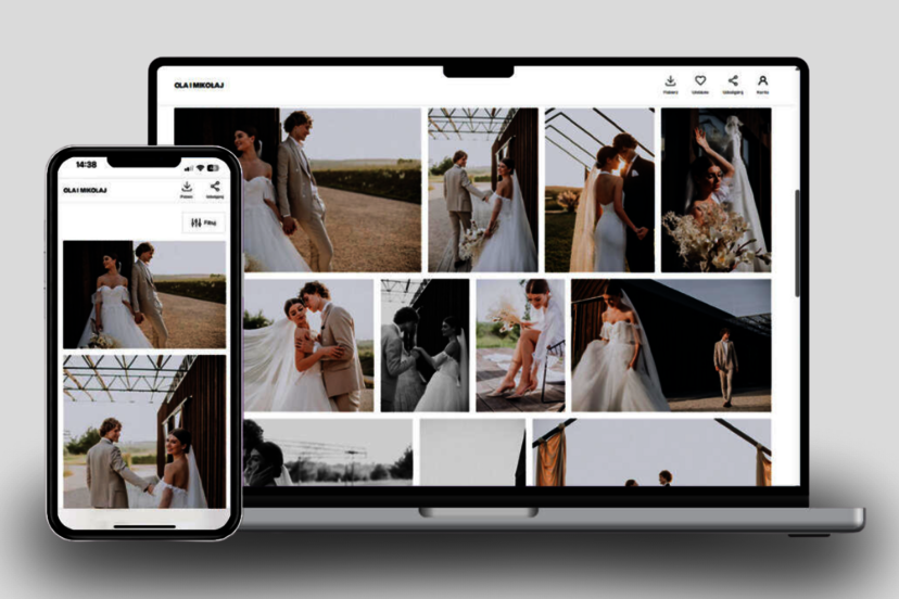 widok galerii online wysłanej do klienta w LookAt na komputerze i telefonie