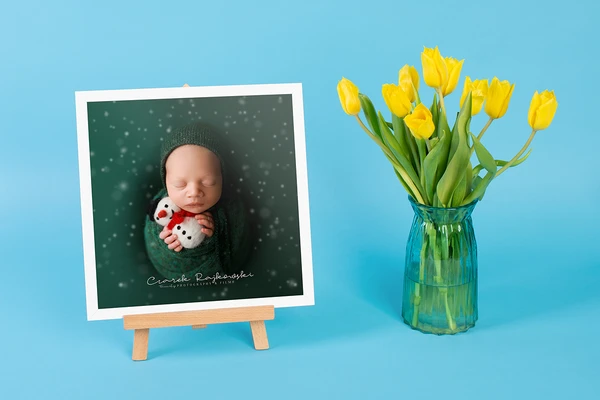 Framed Print Newborn Christmas Photography Wooden Easel Stand 