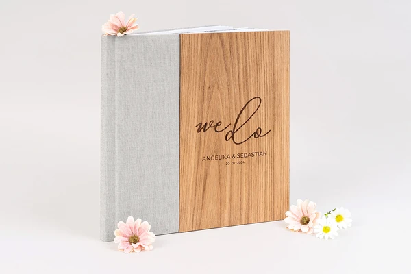 Grey Photo Album with wooden finish