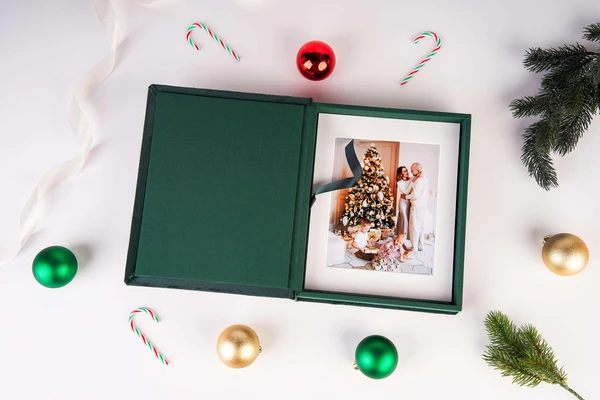 Coffret Folio avec cartes, en Textile Velours Vert Émeraude (V7)